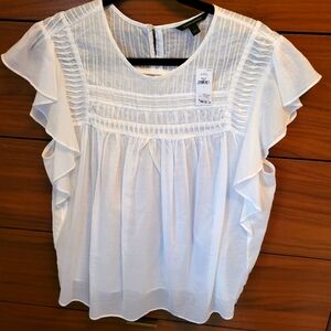 Banana Republic NWT White Cotton Short Sleeve shirt Size Large